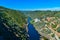 Zezere River below Castelo de Bode Dam in Tomar, Portugal