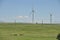 Zhambyl region, Kazakhstan - 05.15.2013 : Wind turbines located in an open hilly area where livestock are brought out to graze