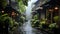 Zhangjiajie Jiangnan Misty Rain Stone Road in Jiangnan Village Houses AI Generative