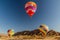 ZHANGYE, CHINA - AUGUST 23, 2018: Hot air balloons in Zhangye Danxia National Geopark, Gansu Province, Chi
