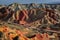 Zhangye Danxia. Rainbow mountains in China. Sunset hour. Colorful. Background, wallpaper