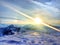 Zhao pass in the Italian Alps in winter at sunset