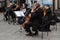 Zhytomyr, Ukraine - May 15, 2021: man street musician playing cello classical music