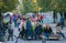 Zhytomyr, Ukraine - October 04, 2017: People enjoying the autumn at Gagarin& x27;s Park
