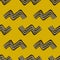 Zigzag doodle pattern on yellow background. Handmade drawing vector illustration. Modern line art wallpaper