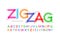 Zigzag font stitched with thread