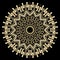 Zigzag gold mandala. Golden tribal ethnic vector background. Round traditional mandala with radial zig zag lines, zipper frame.