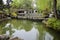 Zigzag stone bridge over water,Chengdu