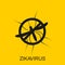 Zika mosquito. Virus alert. Aedes Aegypti isolated on yellow background