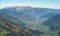 Zillertal Alpine valley in Austrian Alps viewed from the top of Gerlosstein on a sunny day of autumn.