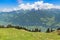 Zillertal valley village surrounded by mountains during summer i