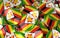 Zimbabwe Badges Background - Pile of zimbabwean Flag Buttons.