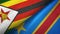 Zimbabwe and Congo Democratic Republic two flags textile cloth