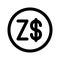 Zimbabwe Dollar Line Style Icon