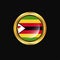 Zimbabwe flag Golden button