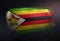 Zimbabwe Flag Made of Metallic Brush Paint on Grunge Dark Wall