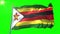Zimbabwe flag seamless looping 3D rendering video. Beautiful textile cloth fabric loop waving