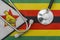 Zimbabwe flag and stethoscope. The concept of medicine