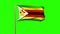 Zimbabwe flag waving in the wind. Green screen