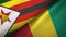Zimbabwe and Guinea two flags textile cloth, fabric texture