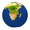 Zimbabwe highlighted on Earth