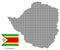 Zimbabwe map with flag.