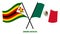 Zimbabwe and Mexico Flags Crossed And Waving Flat Style. Official Proportion. Correct Colors