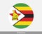Zimbabwe Round Circle Flag. Zimbabwean Circular Button Banner Icon. Zimbo Flag EPS Vector