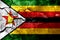 Zimbabwe rusted texture flag, rusty background.