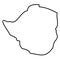 Zimbabwe - solid black outline border map of country area. Simple flat vector illustration