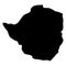 Zimbabwe - solid black silhouette map of country area. Simple flat vector illustration