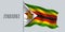 Zimbabwe waving flag on flagpole vector illustration
