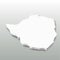Zimbabwe - white 3D silhouette map of country area with dropped shadow on grey background. Simple flat vector