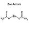 Zinc Acetate is a molecular chemical formula. Zinc infographics. Vector illustration on isolated background.