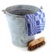 Zinc bucket with cleaning brush