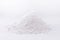 Zinc iodide or Zn2 iodide, white powder. Chemical compound of zinc and iodine on pure white background