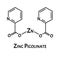 Zinc picolinate molecular chemical formula. Zinc infographics. Vector illustration on isolated background.