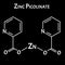 Zinc picolinate molecular chemical formula. Zinc infographics. Vector illustration on isolated background.