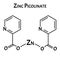 Zinc picolinate molecular chemical formula. Zinc infographics. Vector illustration on isolated background.