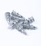 Zinc plated drywall screws on white background