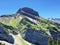 Zindlenspitz Mountain above the valley Wagital or Waegital and alpine Lake Wagitalersee Waegitalersee, Innerthal