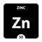 Zink Zn chemical element. Zink Sign with atomic number. Chemical 30 element of periodic table. Periodic Table of the Elements with