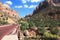 Zion National Park. The mountains of orange and red sandstone