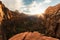 Zion National Park is one of the most beautiful parks in the US, Utah. Canyon Overlook Trail offers beautiful views, sunrises or