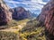 Zion National Park from the path to Angels landing, Utah