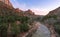 Zion National Park river flow in sunset