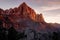 Zion national park sunset landscape view of Watchman peak, Utah