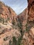 Zion National Park - A view while hiking towards Angel`s Landing
