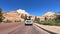 ZION, USA - JULY 2019: Crossing the Canyon in summer season, view from the front of the car