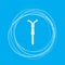 Zip icon on a blue background with abstract circles around and place for your text.